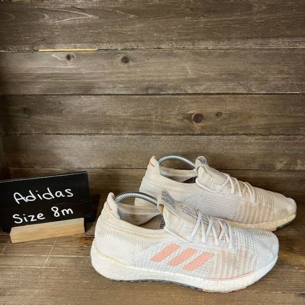 Womens Adidas PulseBoost HD White Athletic Running Shoes Sneakers Size 8 M GUC